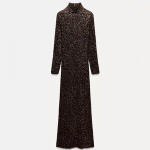 Zara Elegant Brown Sequin Dress